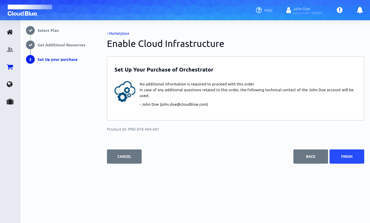 CloudBlue Commerce Marketplace Connect Confirm