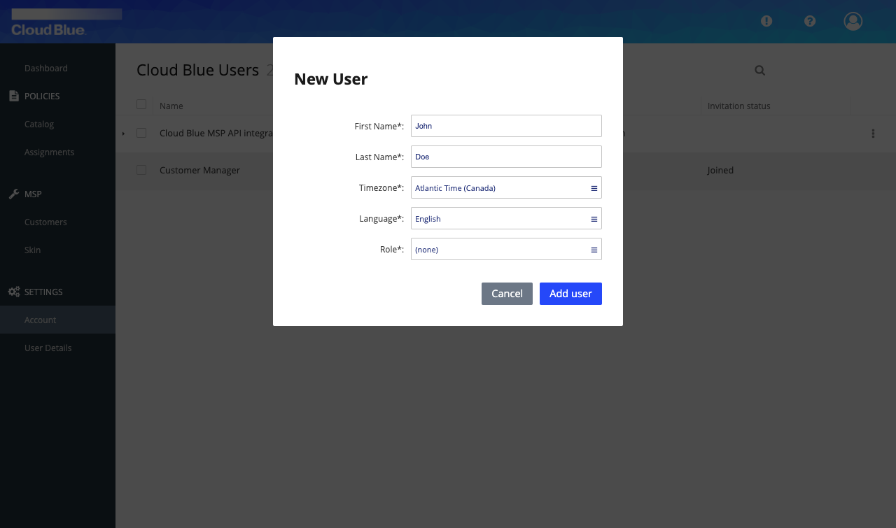 New user form