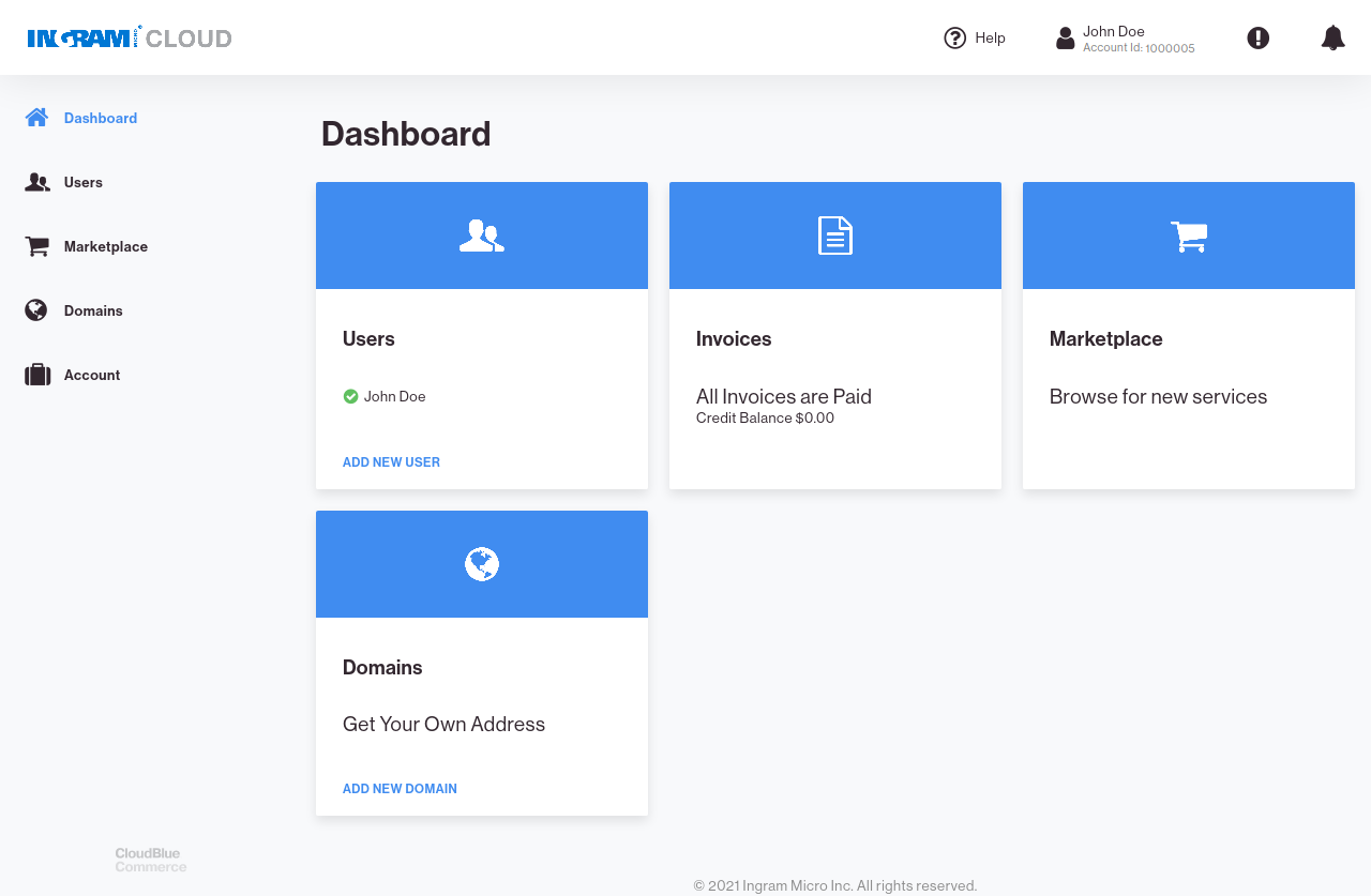 CloudBlue commerce dashboard